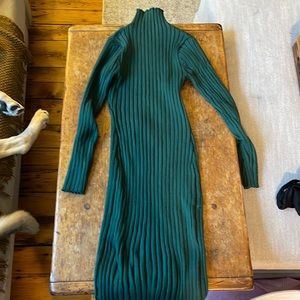 Green Ribbed Knit Dress